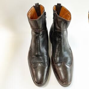 Men’s Aldo Brue Italian Leather Ankle Boots Brown Textured Design Size 9